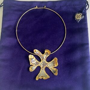 Tory Burch Miller Two-Tone Logo pendant necklace